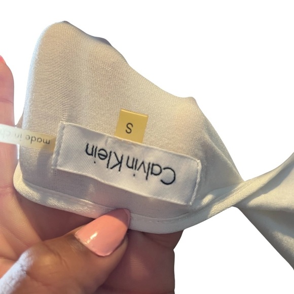 Calvin Klein Women's Size Small Tunic Beige Gold Sequin Cotton Blend Crew Neck - Picture 8 of 9